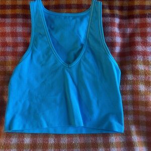Women's Blue Ribbed Tank Top